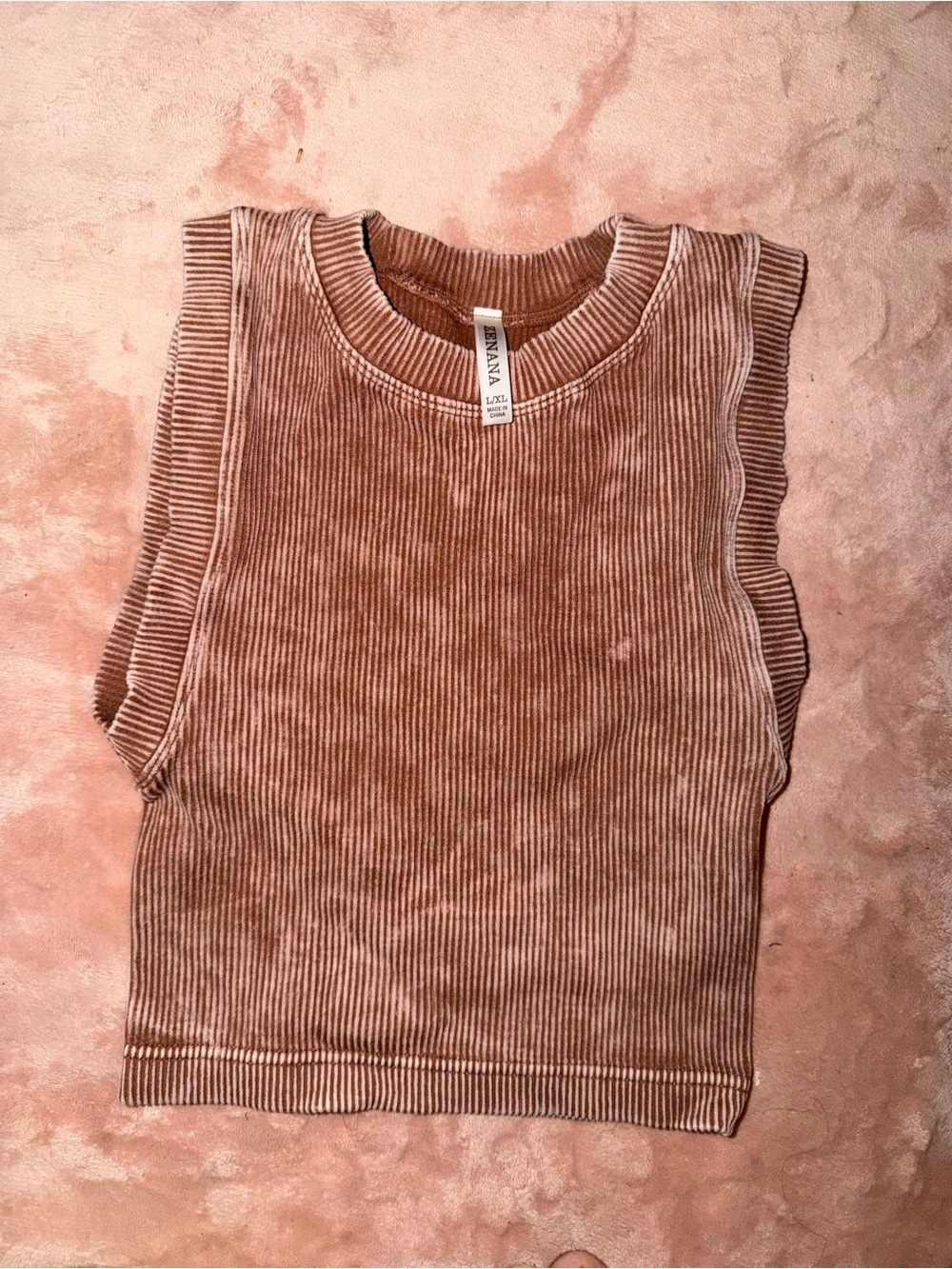 Zenana Outfitters Ribbed Sleeveless Tank Top in Mauve Brown